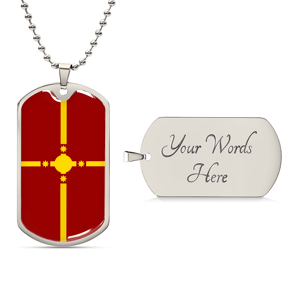 Rotuma Flag Gold Dog Tag Necklace | Rotuman Pride Pendant | Gold Stainless Steel Flag Necklace | Rotuma Heritage Jewelry | Gift for Rotumans