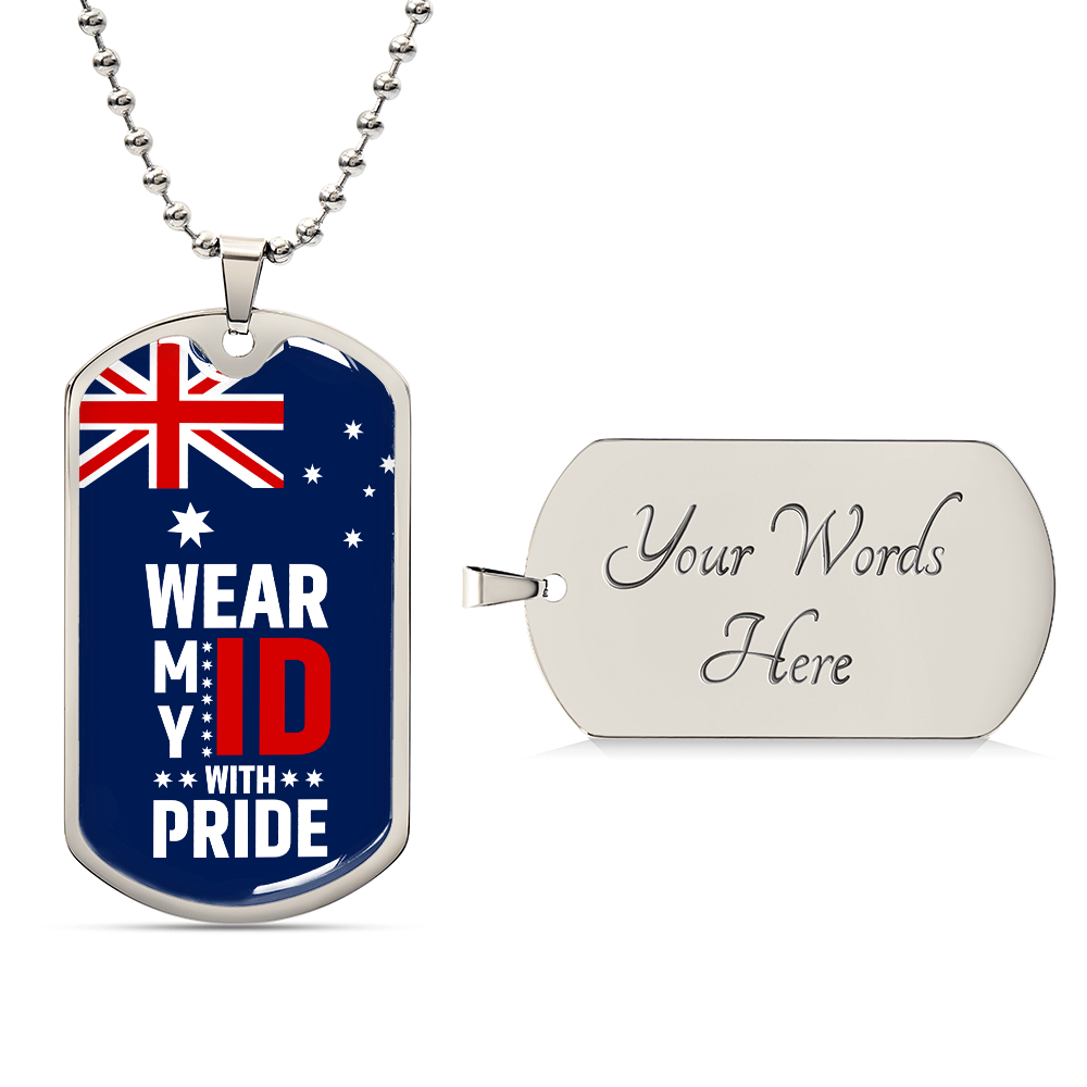 Australia Flag Dog Tag Necklace | Military ID Pendant | Wear My ID With Pride Patriotic Gift