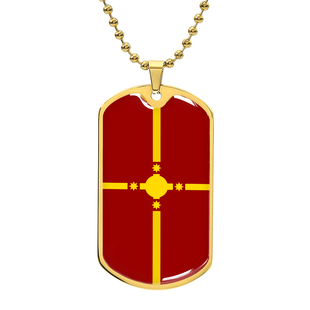 Rotuma Flag Gold Dog Tag Necklace | Rotuman Pride Pendant | Gold Stainless Steel Flag Necklace | Rotuma Heritage Jewelry | Gift for Rotumans