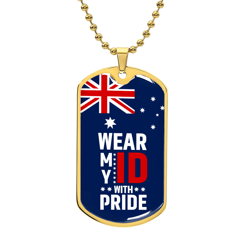 Australia Flag Dog Tag Necklace | Military ID Pendant | Wear My ID With Pride Patriotic Gift