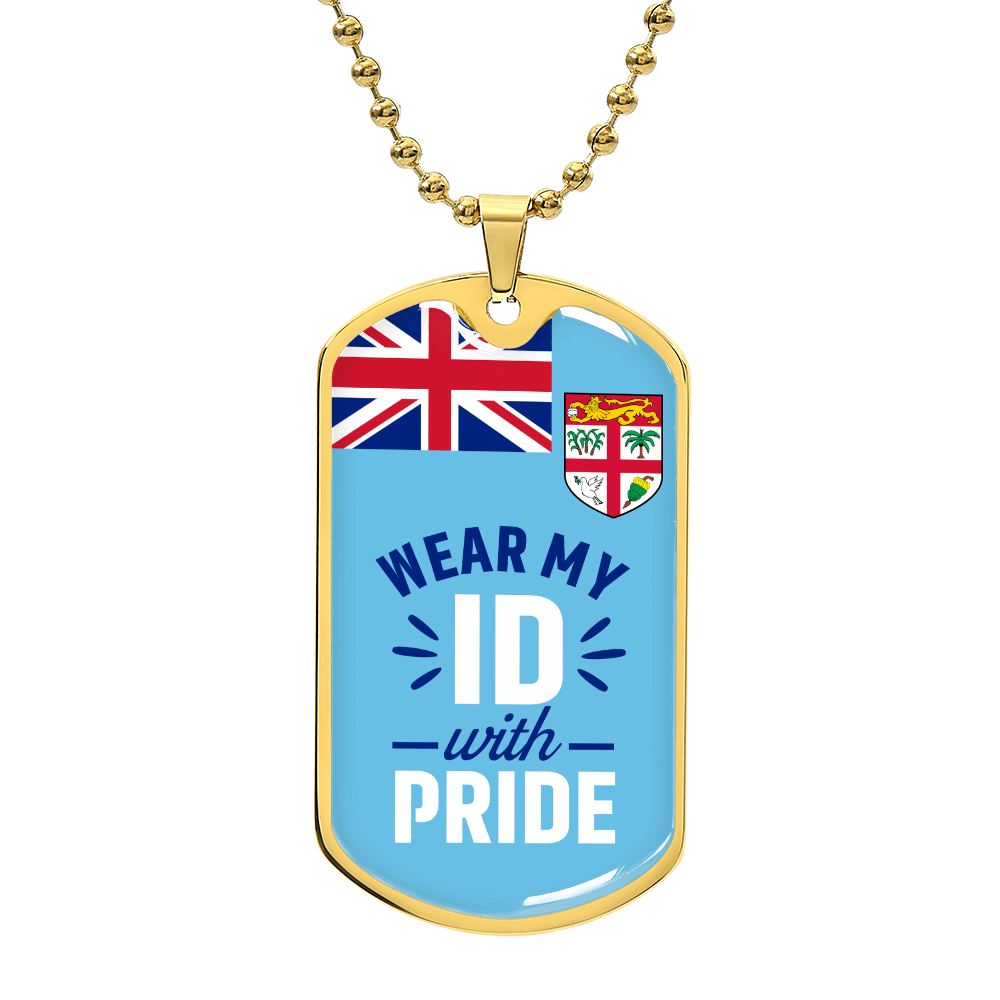 Fiji Flag Dog Tag Necklace | Wear My ID With Pride | Military Style Patriotic Pendant Gift