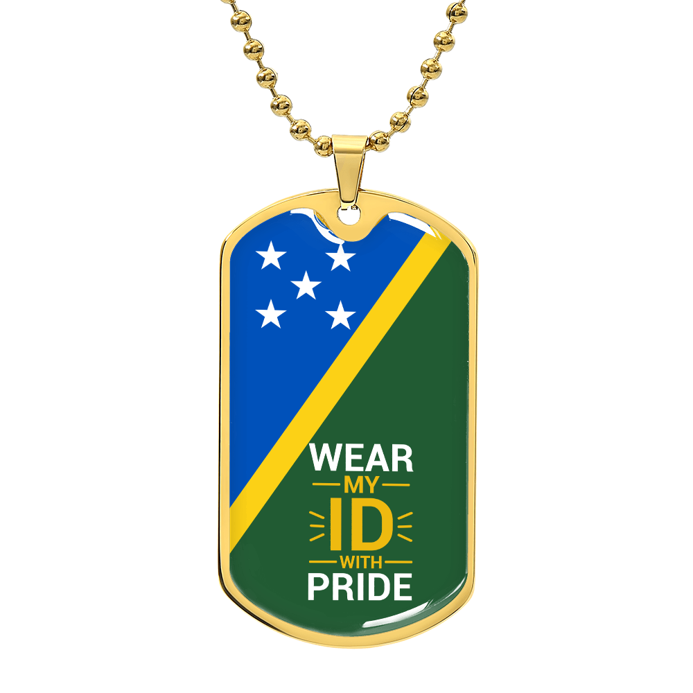 Solomon Islands Flag Dog Tag Necklace | Wear My ID With Pride | Patriotic Military Necklace Gift