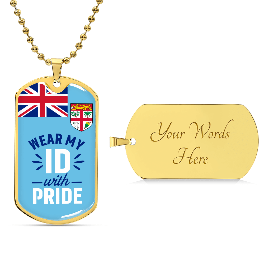 Fiji Flag Dog Tag Necklace | Wear My ID With Pride | Military Style Patriotic Pendant Gift