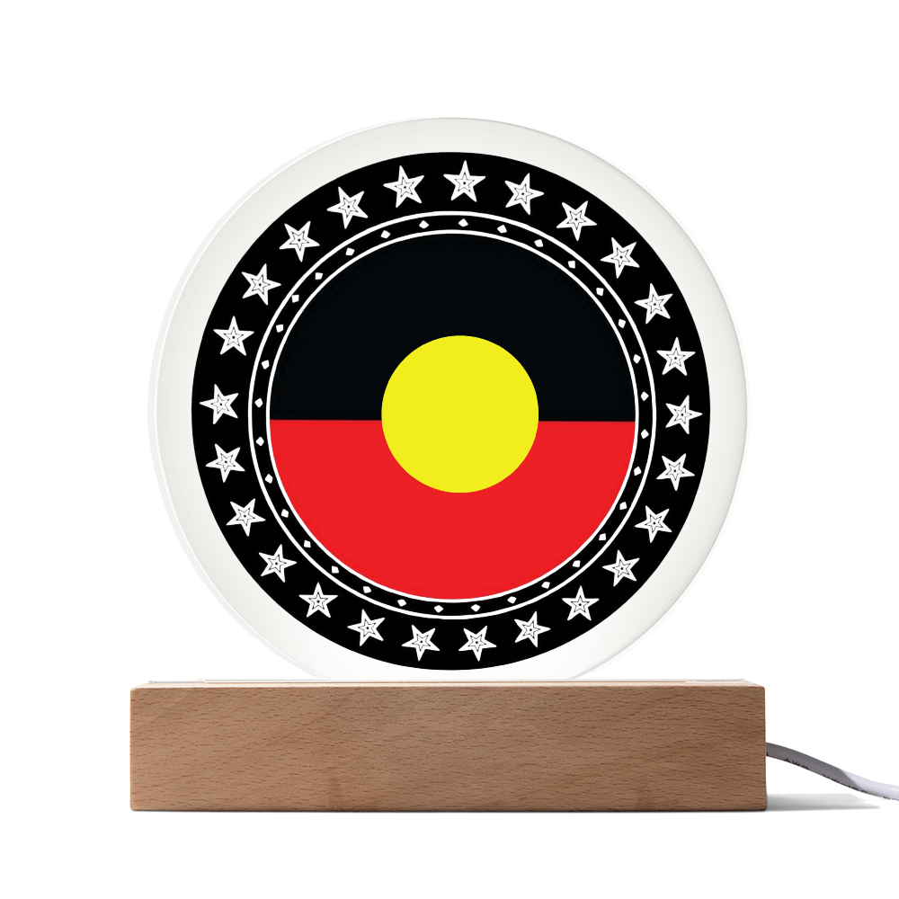 Australian Aboriginal Flag LED Acrylic Plaque | Indigenous Australian LED Lamp | Cultural Desk Decor | Acrylic LED Display
