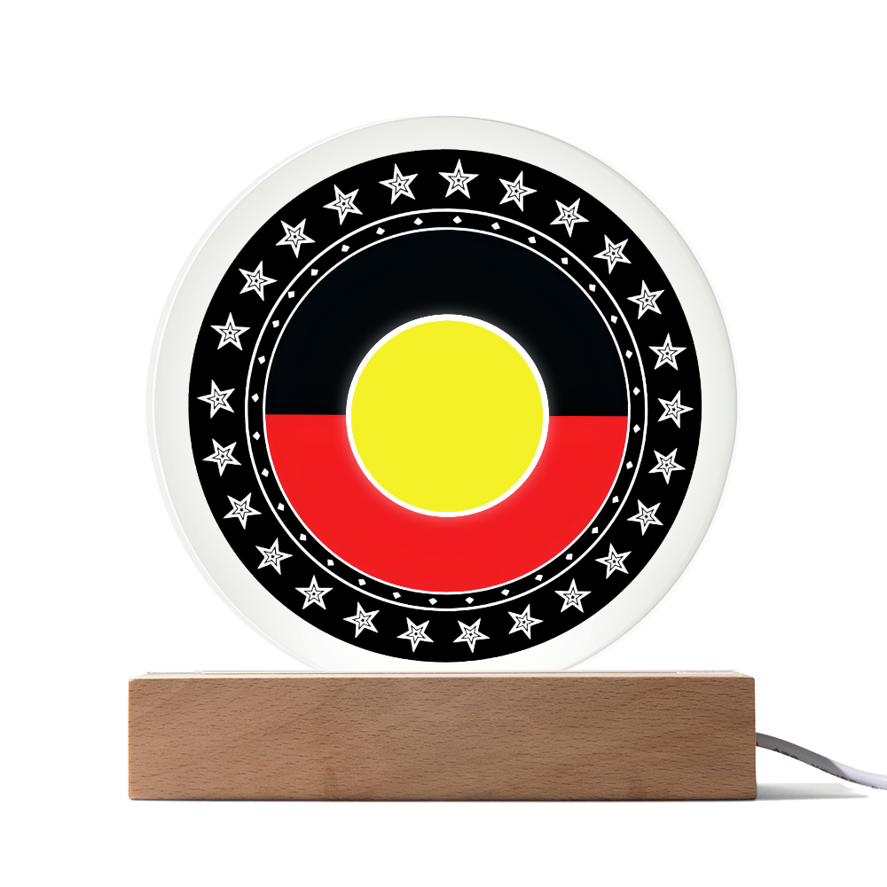 Australian Aboriginal Flag LED Acrylic Plaque | Indigenous Pride Night Light | Personalized LED Display
