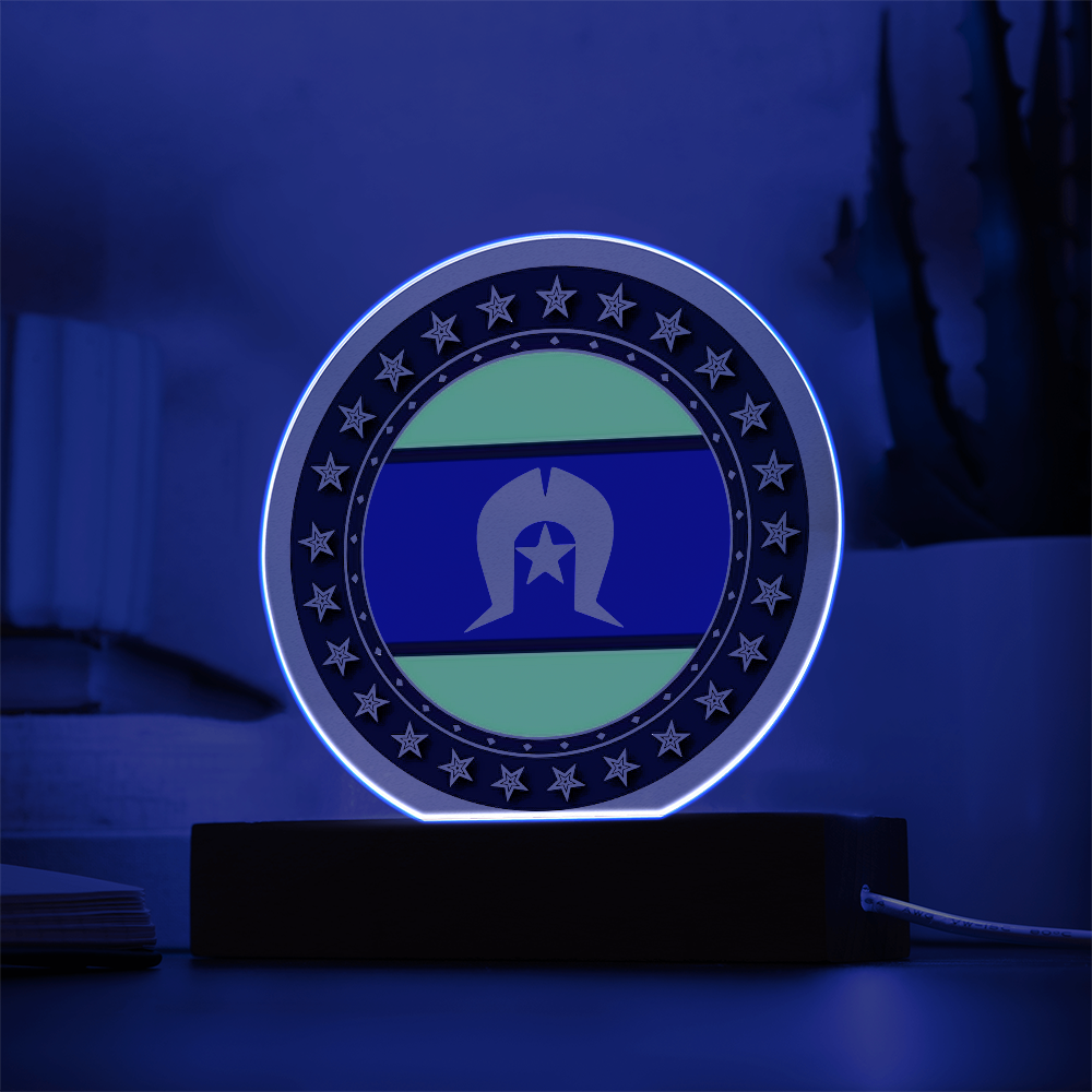 Torres Strait Islander Flag LED Acrylic Plaque | Indigenous Australian Pride Night Light | Torres Strait Islander LED Lamp | Cultural Desk Decor | Acrylic LED Display