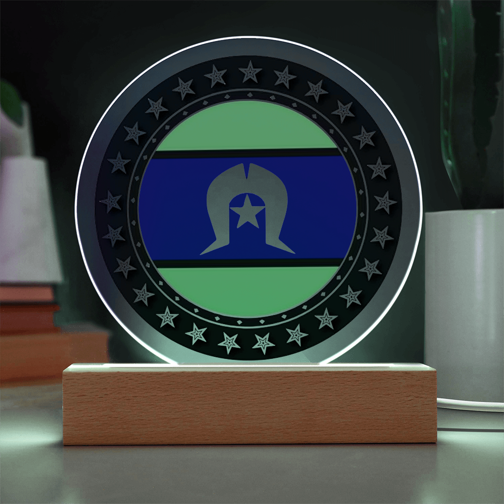 Torres Strait Islander Flag LED Acrylic Plaque | Indigenous Australian Pride Night Light | Torres Strait Islander LED Lamp | Cultural Desk Decor | Acrylic LED Display