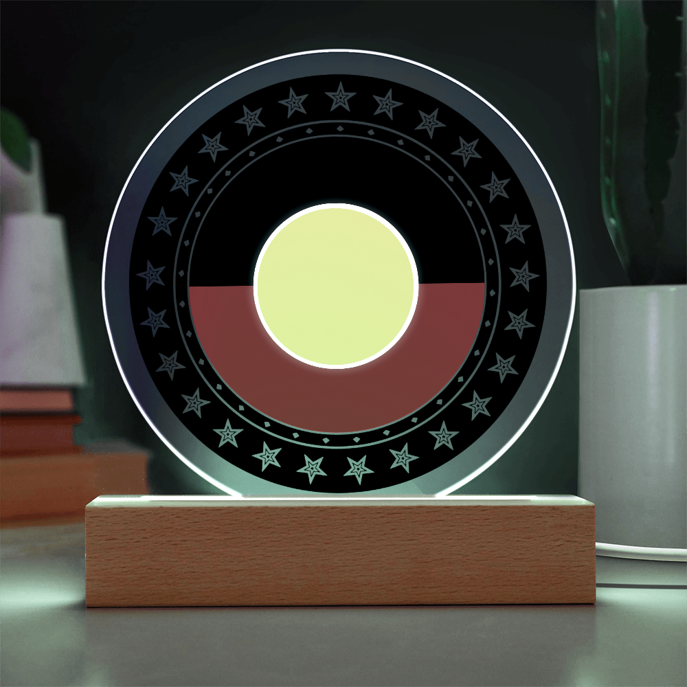 Australian Aboriginal Flag LED Acrylic Plaque | Indigenous Pride Night Light | Personalized LED Display