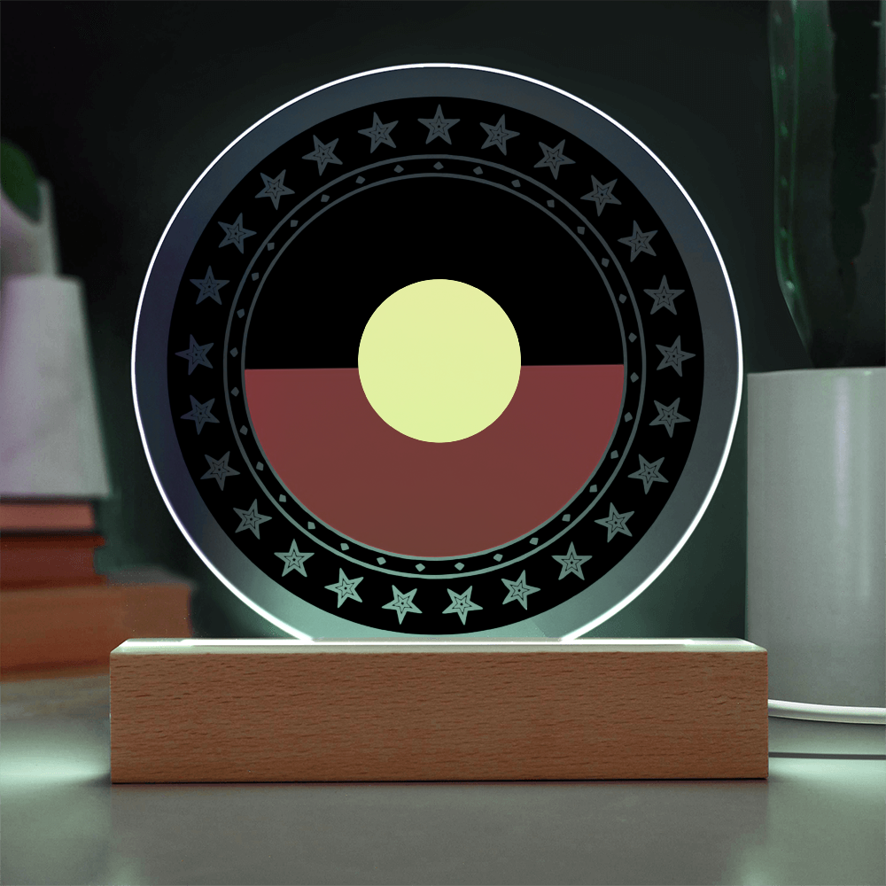 Australian Aboriginal Flag LED Acrylic Plaque | Indigenous Australian LED Lamp | Cultural Desk Decor | Acrylic LED Display
