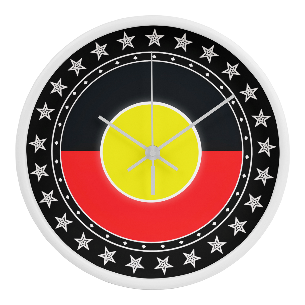 Australian Aboriginal Flag Wall Clock | Australia Cultural Wall Clock | Round Silent Wall Clock