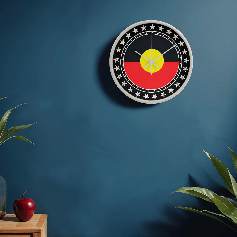 Australian Aboriginal Flag Wall Clock | Indigenous Australian Wall Clock | Aboriginal Pride Home Decor | Cultural Gift