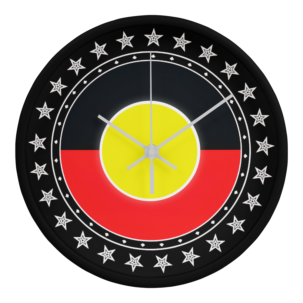Australian Aboriginal Flag Wall Clock | Australia Cultural Wall Clock | Round Silent Wall Clock