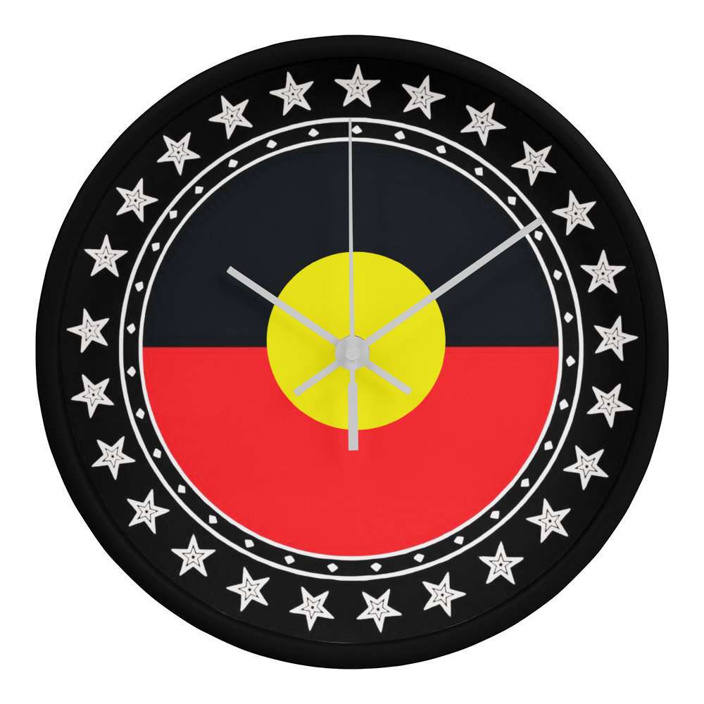 Australian Aboriginal Flag Wall Clock | Indigenous Australian Wall Clock | Aboriginal Pride Home Decor | Cultural Gift