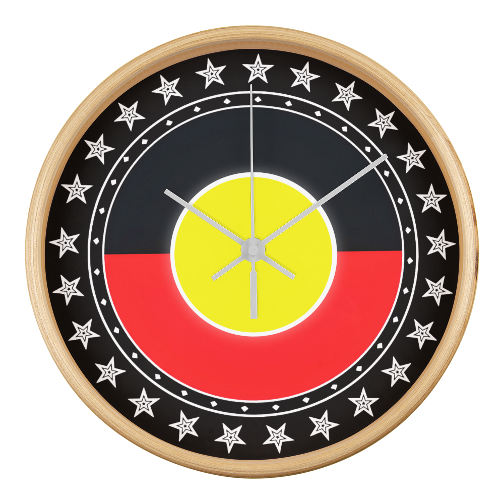 Australian Aboriginal Flag Wall Clock | Australia Cultural Wall Clock | Round Silent Wall Clock