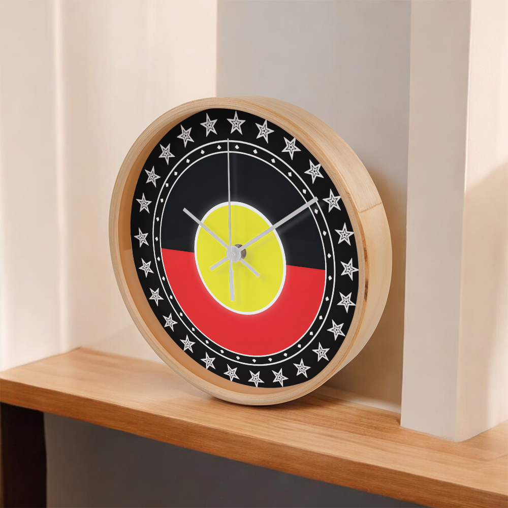 Australian Aboriginal Flag Wall Clock | Australia Cultural Wall Clock | Round Silent Wall Clock