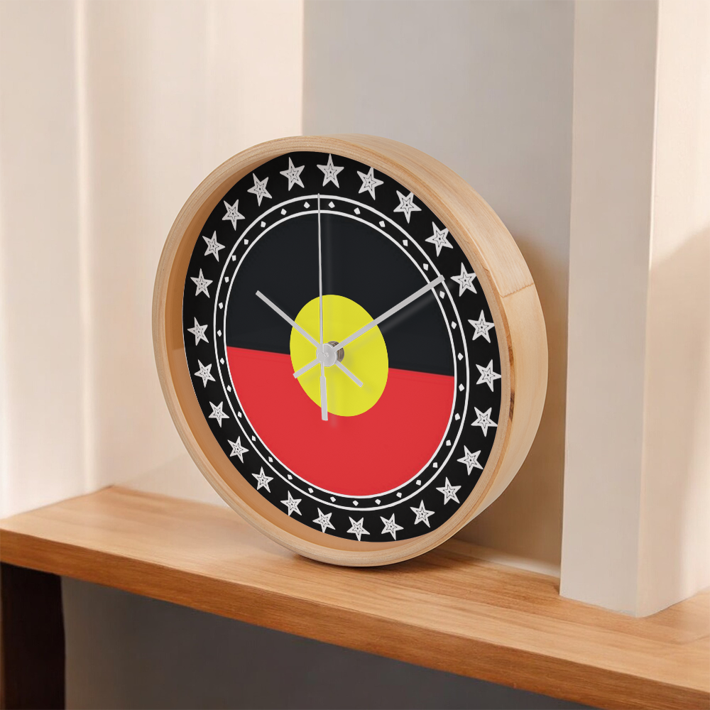 Australian Aboriginal Flag Wall Clock | Indigenous Australian Wall Clock | Aboriginal Pride Home Decor | Cultural Gift