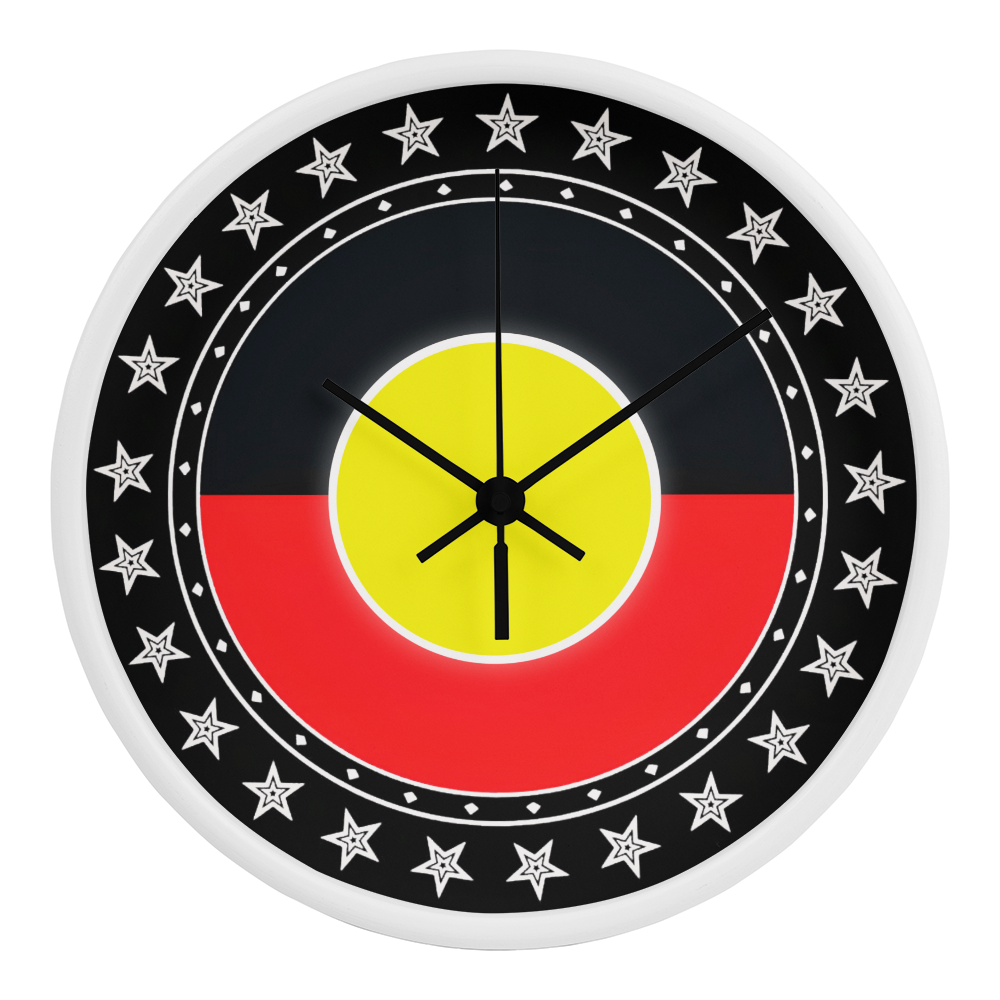 Australian Aboriginal Flag Wall Clock | Australia Cultural Wall Clock | Round Silent Wall Clock