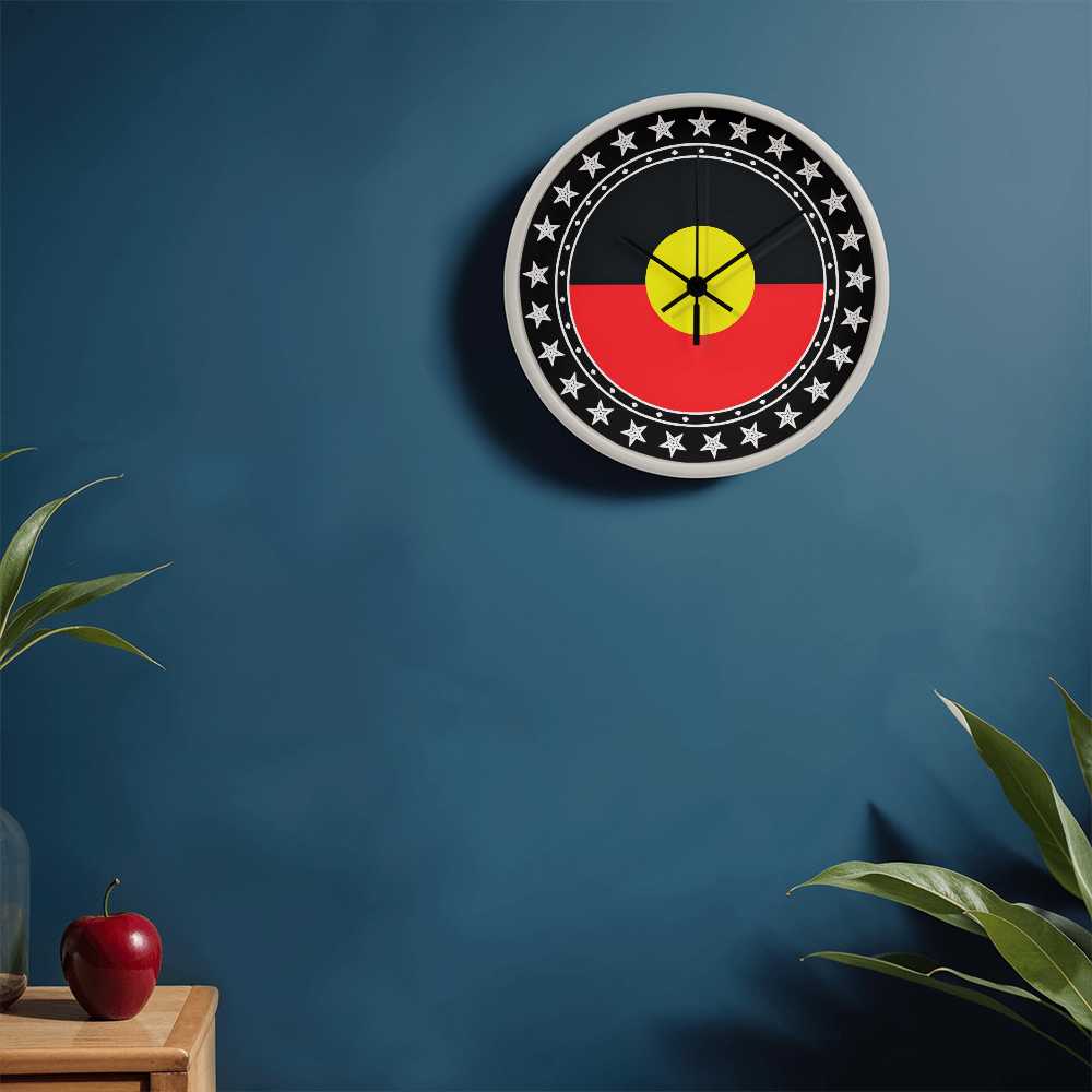 Australian Aboriginal Flag Wall Clock | Indigenous Australian Wall Clock | Aboriginal Pride Home Decor | Cultural Gift