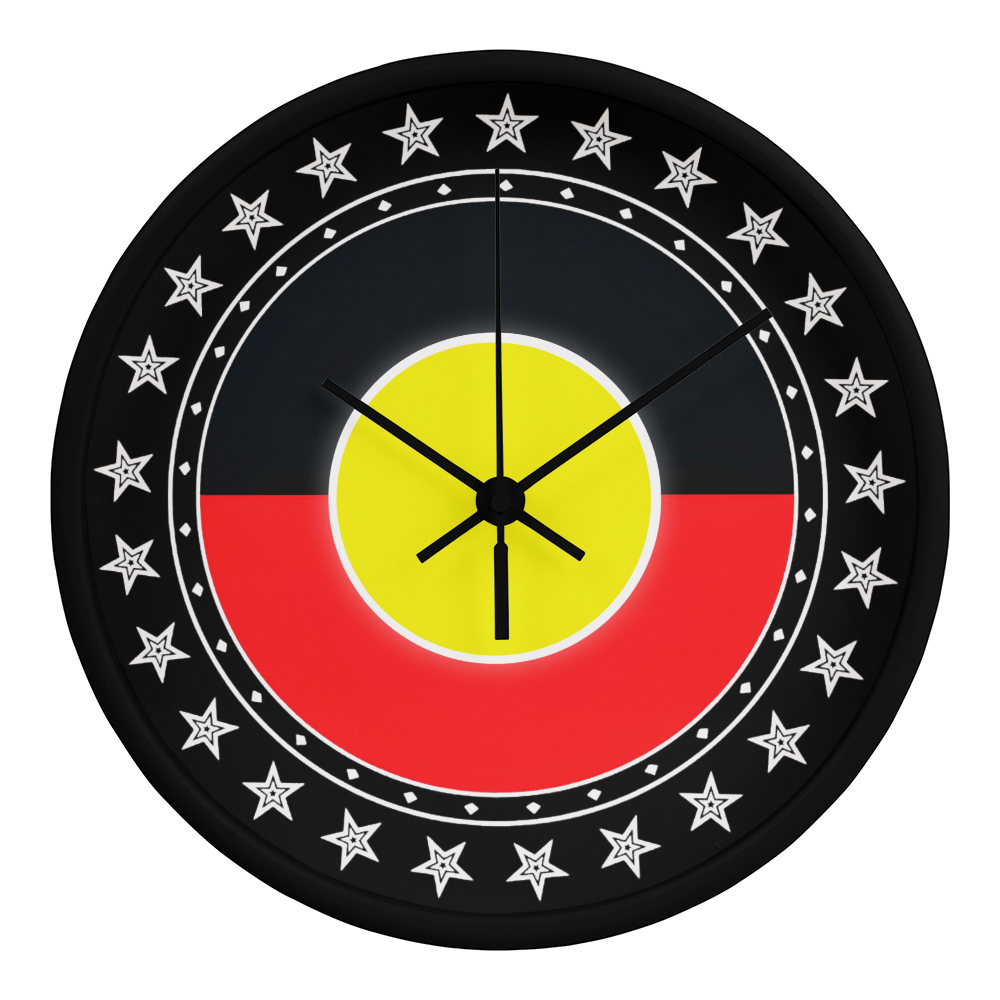 Australian Aboriginal Flag Wall Clock | Australia Cultural Wall Clock | Round Silent Wall Clock