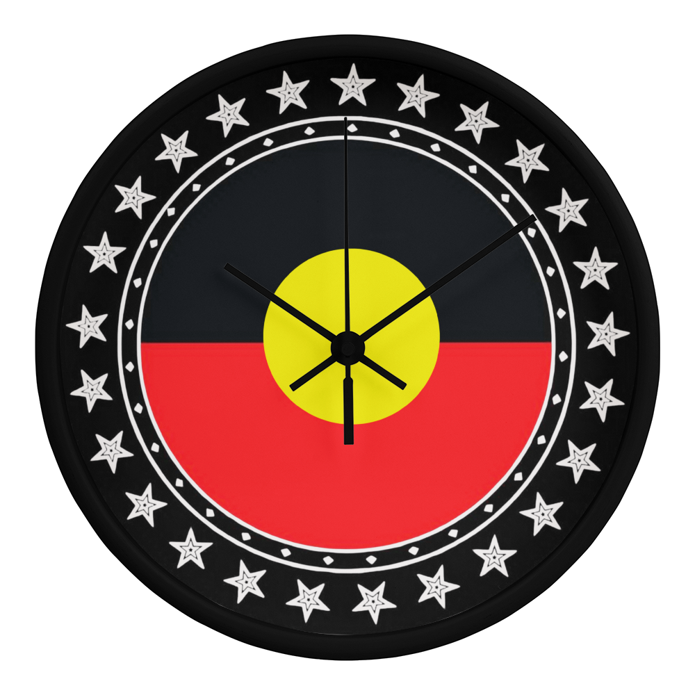 Australian Aboriginal Flag Wall Clock | Indigenous Australian Wall Clock | Aboriginal Pride Home Decor | Cultural Gift