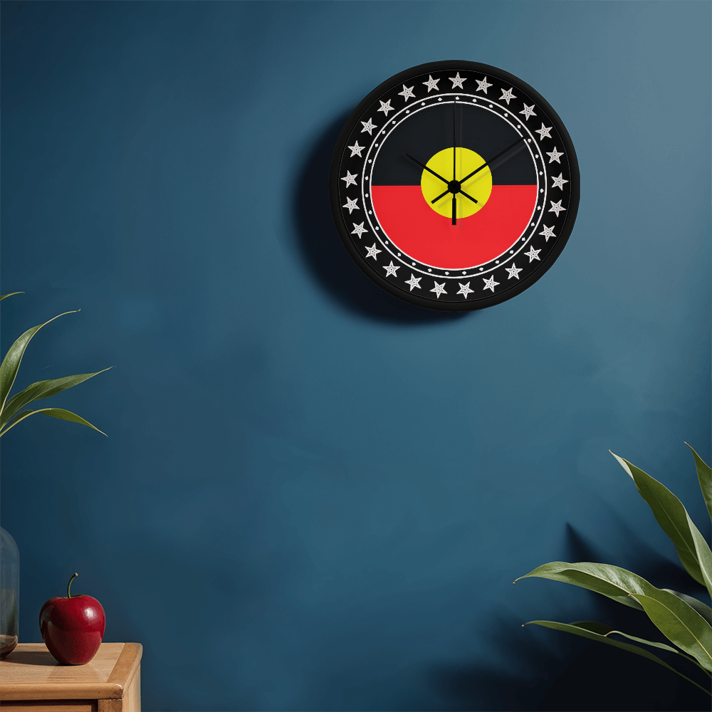 Australian Aboriginal Flag Wall Clock | Indigenous Australian Wall Clock | Aboriginal Pride Home Decor | Cultural Gift