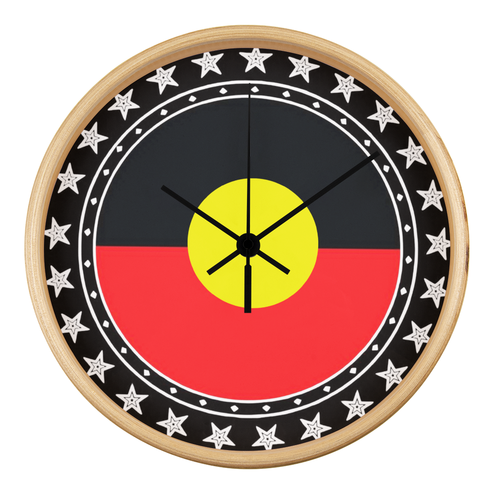 Australian Aboriginal Flag Wall Clock | Indigenous Australian Wall Clock | Aboriginal Pride Home Decor | Cultural Gift