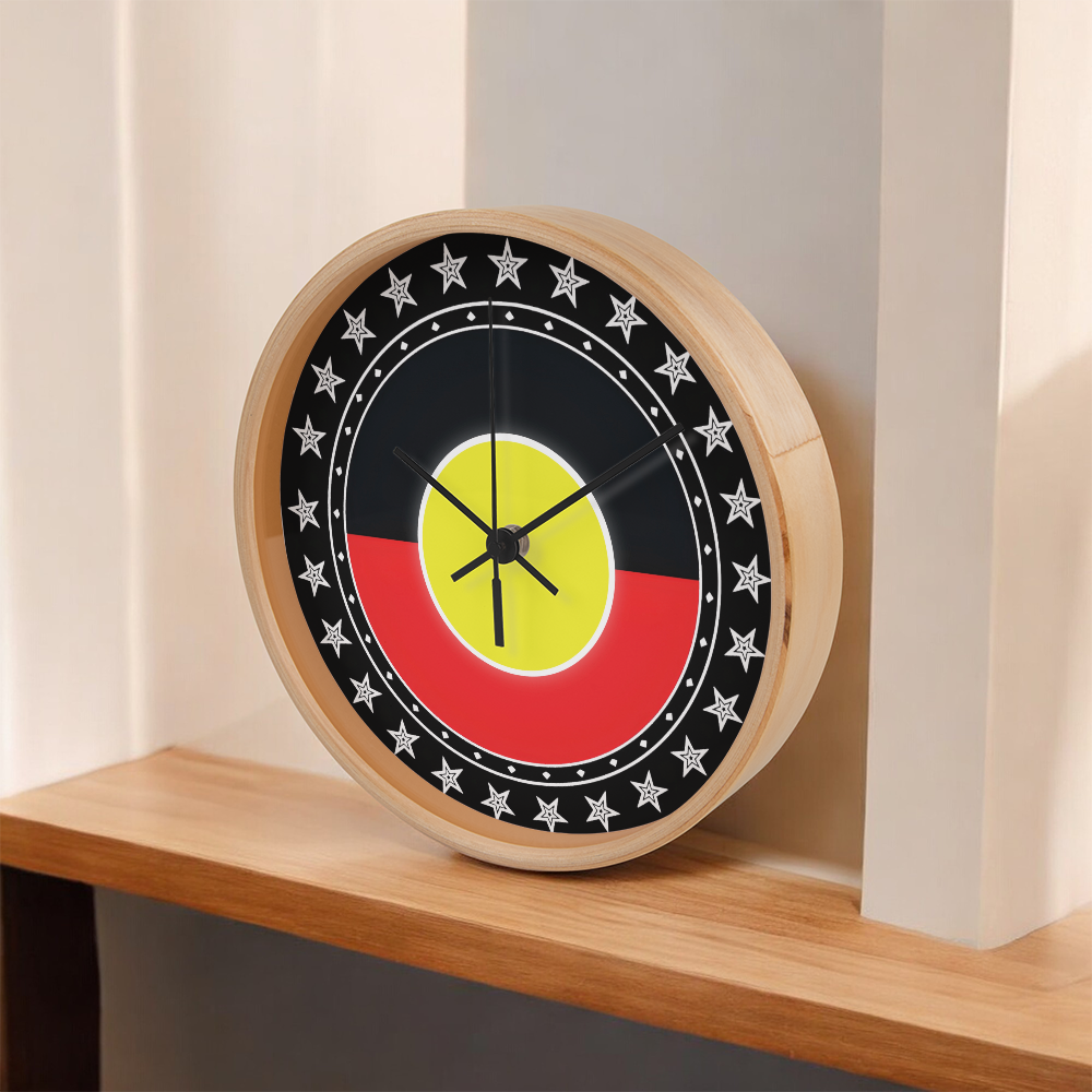 Australian Aboriginal Flag Wall Clock | Australia Cultural Wall Clock | Round Silent Wall Clock