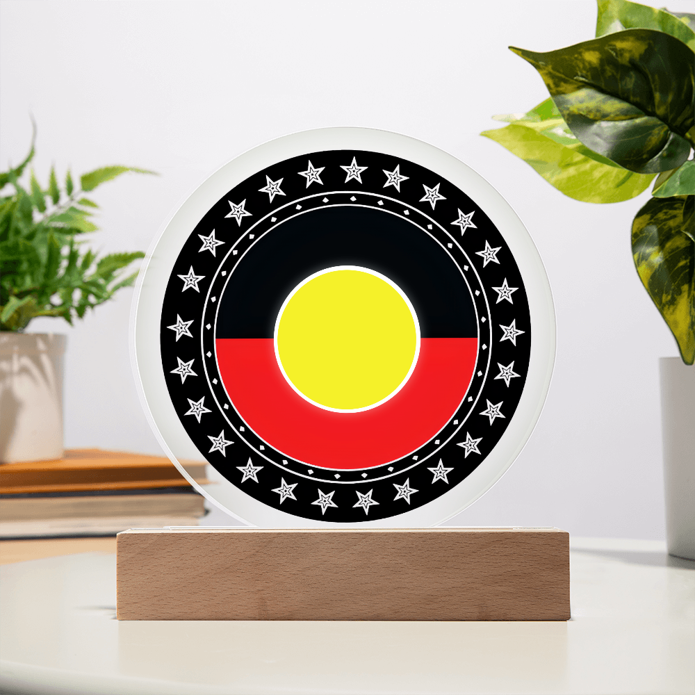 Australian Aboriginal Flag LED Acrylic Plaque | Indigenous Pride Night Light | Personalized LED Display