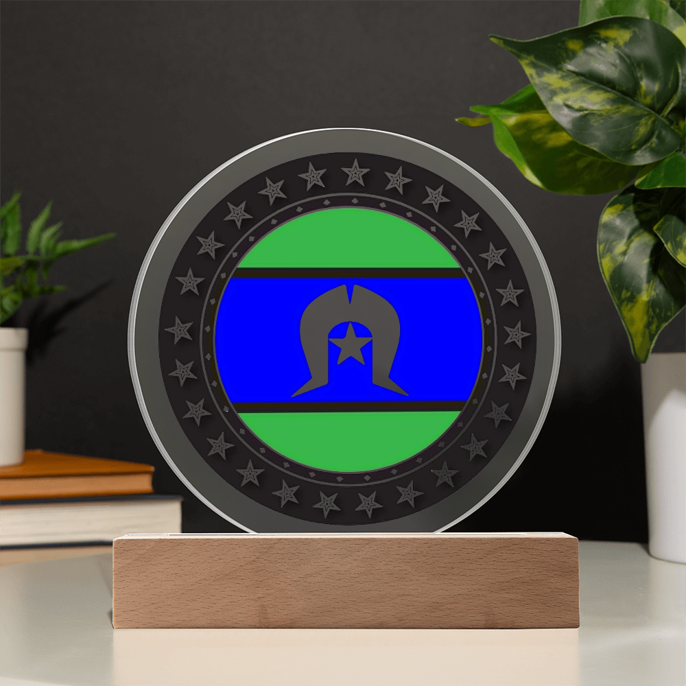 Torres Strait Islander Flag LED Acrylic Plaque | Indigenous Australian Pride Night Light | Torres Strait Islander LED Lamp | Cultural Desk Decor | Acrylic LED Display