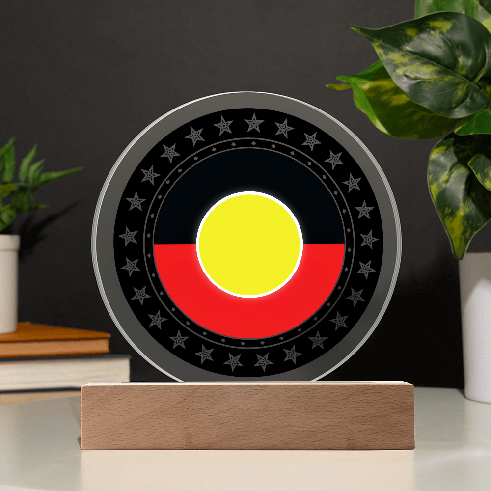 Australian Aboriginal Flag LED Acrylic Plaque | Indigenous Pride Night Light | Personalized LED Display