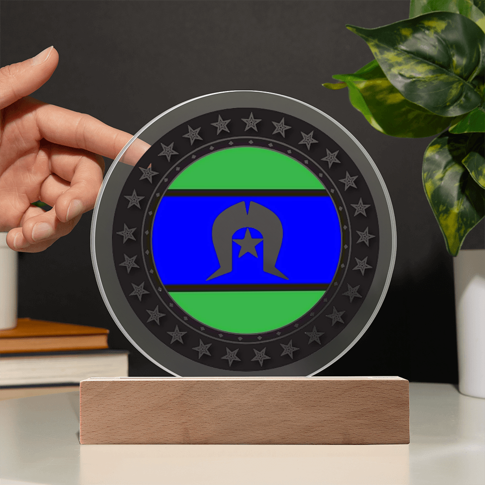Torres Strait Islander Flag LED Acrylic Plaque | Indigenous Australian Pride Night Light | Torres Strait Islander LED Lamp | Cultural Desk Decor | Acrylic LED Display