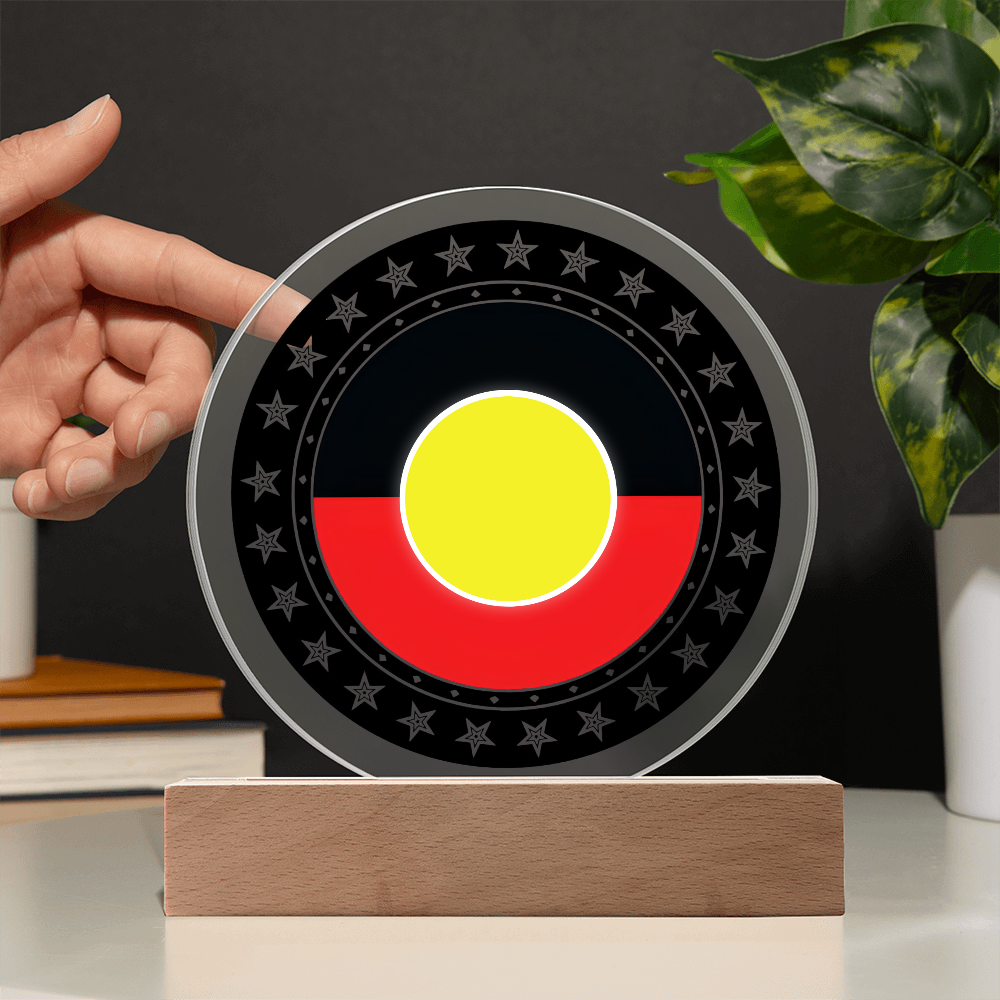Australian Aboriginal Flag LED Acrylic Plaque | Indigenous Pride Night Light | Personalized LED Display