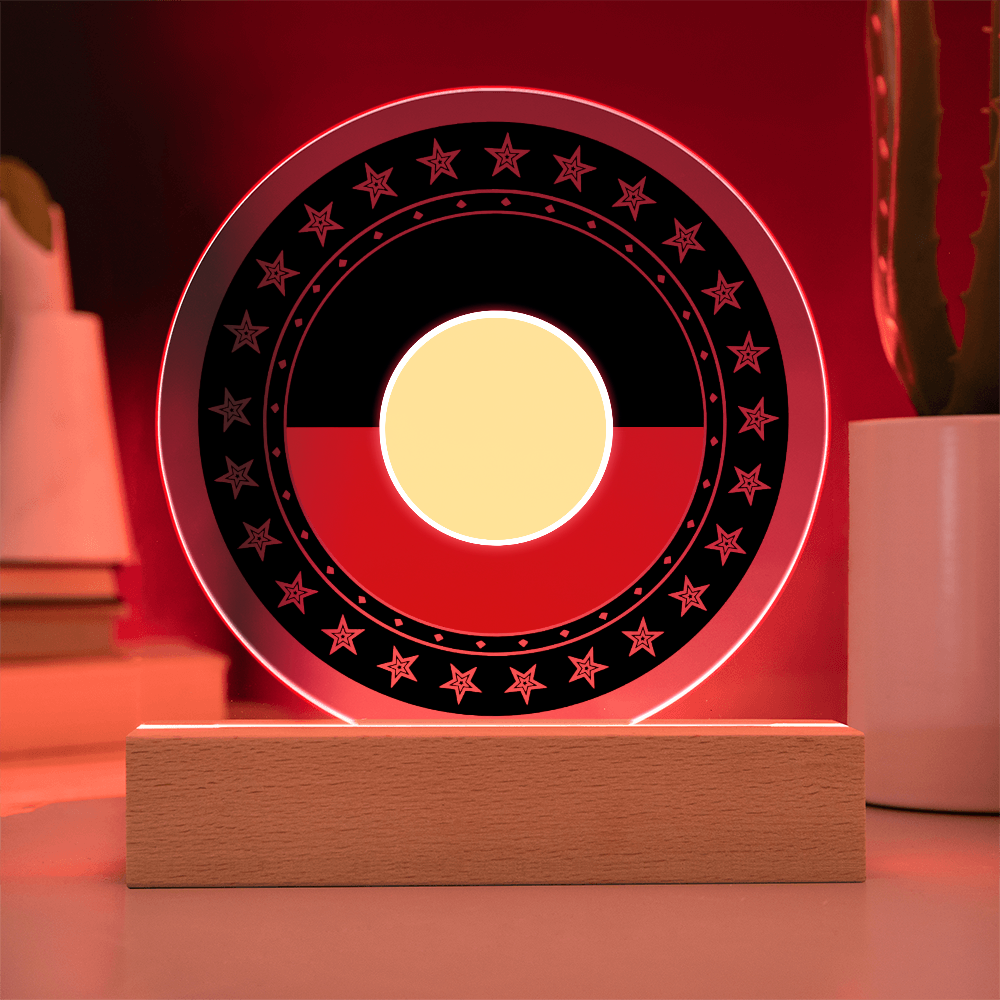 Australian Aboriginal Flag LED Acrylic Plaque | Indigenous Pride Night Light | Personalized LED Display