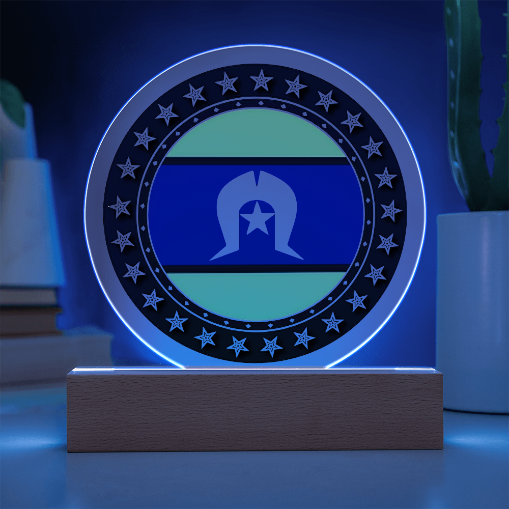 Torres Strait Islander Flag LED Acrylic Plaque | Indigenous Australian Pride Night Light | Torres Strait Islander LED Lamp | Cultural Desk Decor | Acrylic LED Display