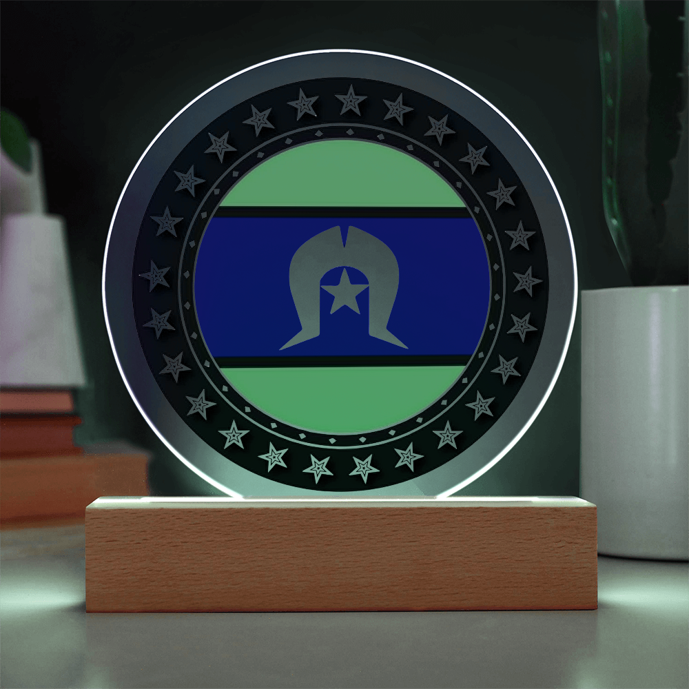Torres Strait Islander Flag LED Acrylic Plaque | Indigenous Australian Pride Night Light | Torres Strait Islander LED Lamp | Cultural Desk Decor | Acrylic LED Display
