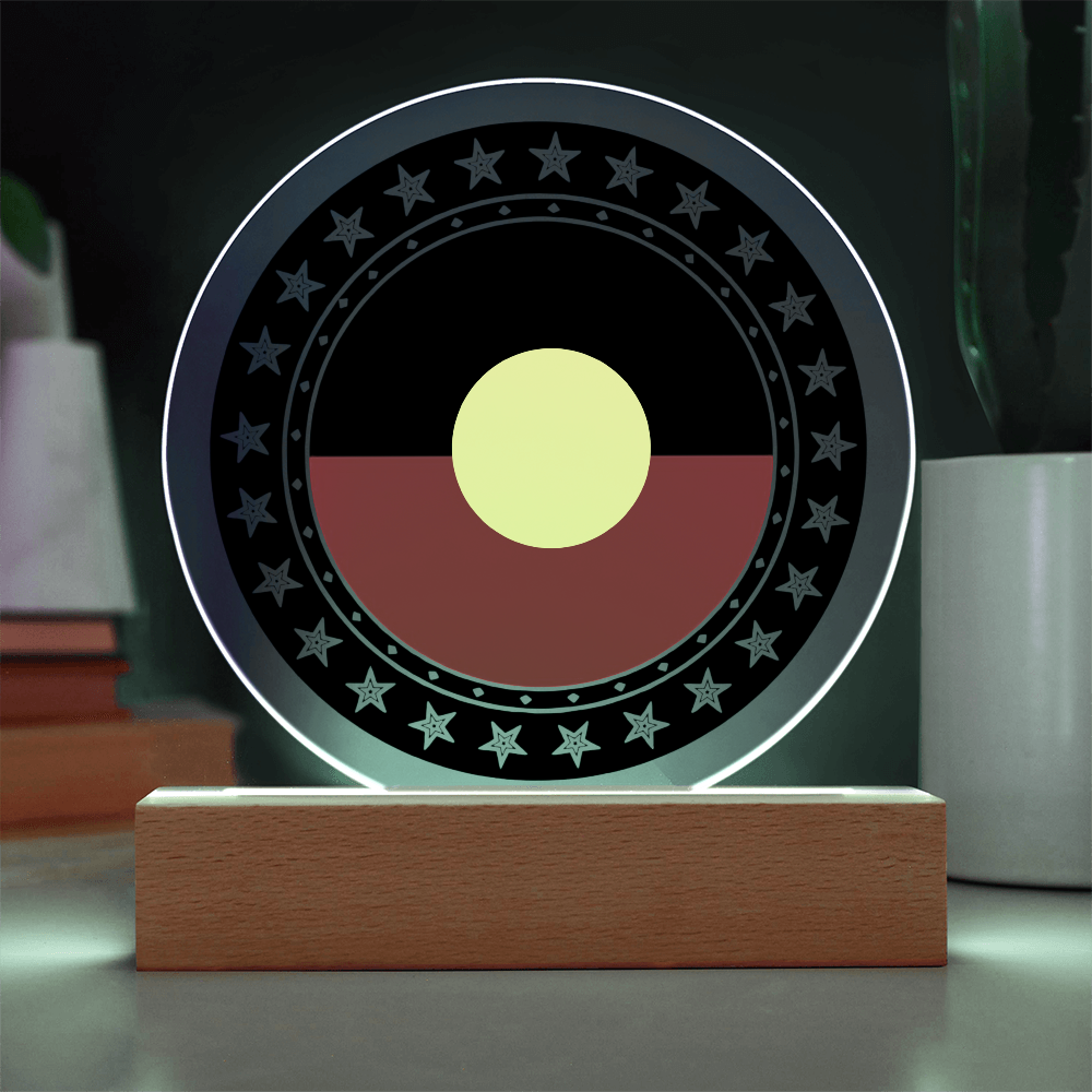 Australian Aboriginal Flag LED Acrylic Plaque | Indigenous Australian LED Lamp | Cultural Desk Decor | Acrylic LED Display