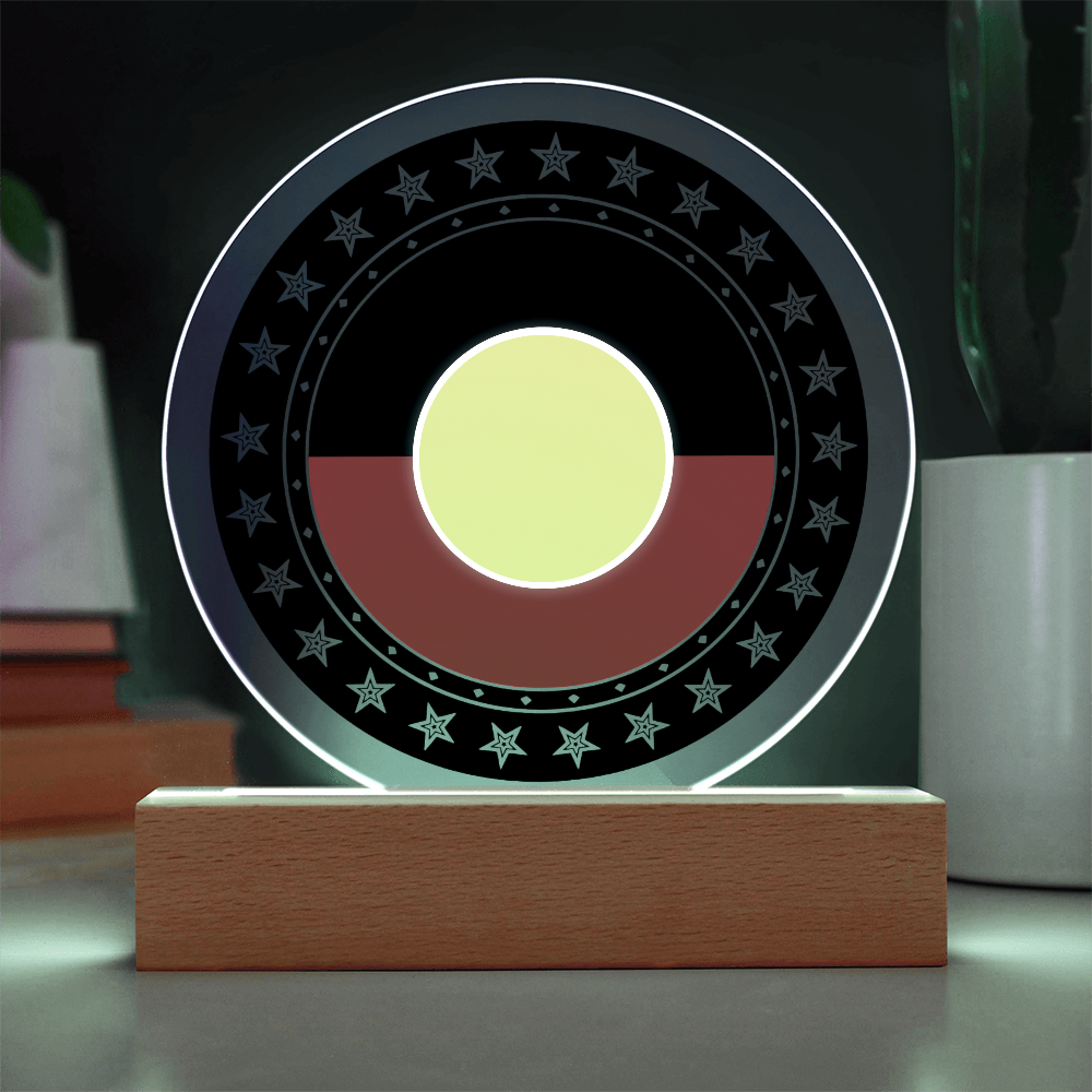 Australian Aboriginal Flag LED Acrylic Plaque | Indigenous Pride Night Light | Personalized LED Display
