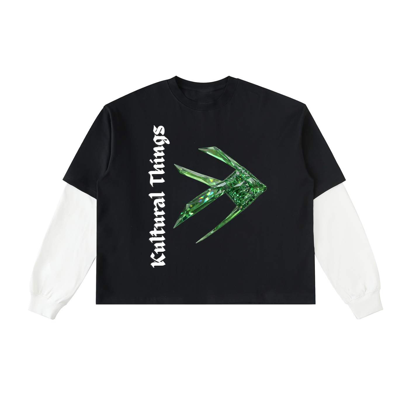 Layered Contrast Sleeve Cotton T-Shirt