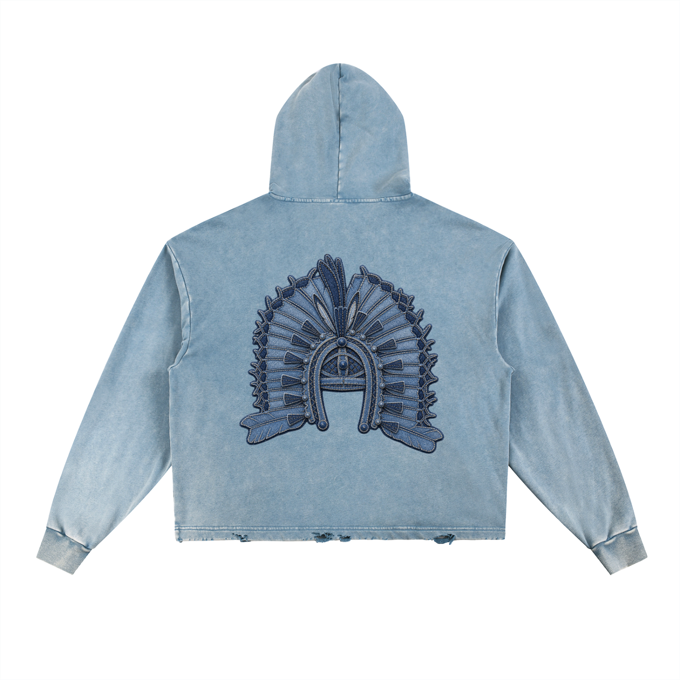 Vintage Washed Frayed-Hem Hoodie