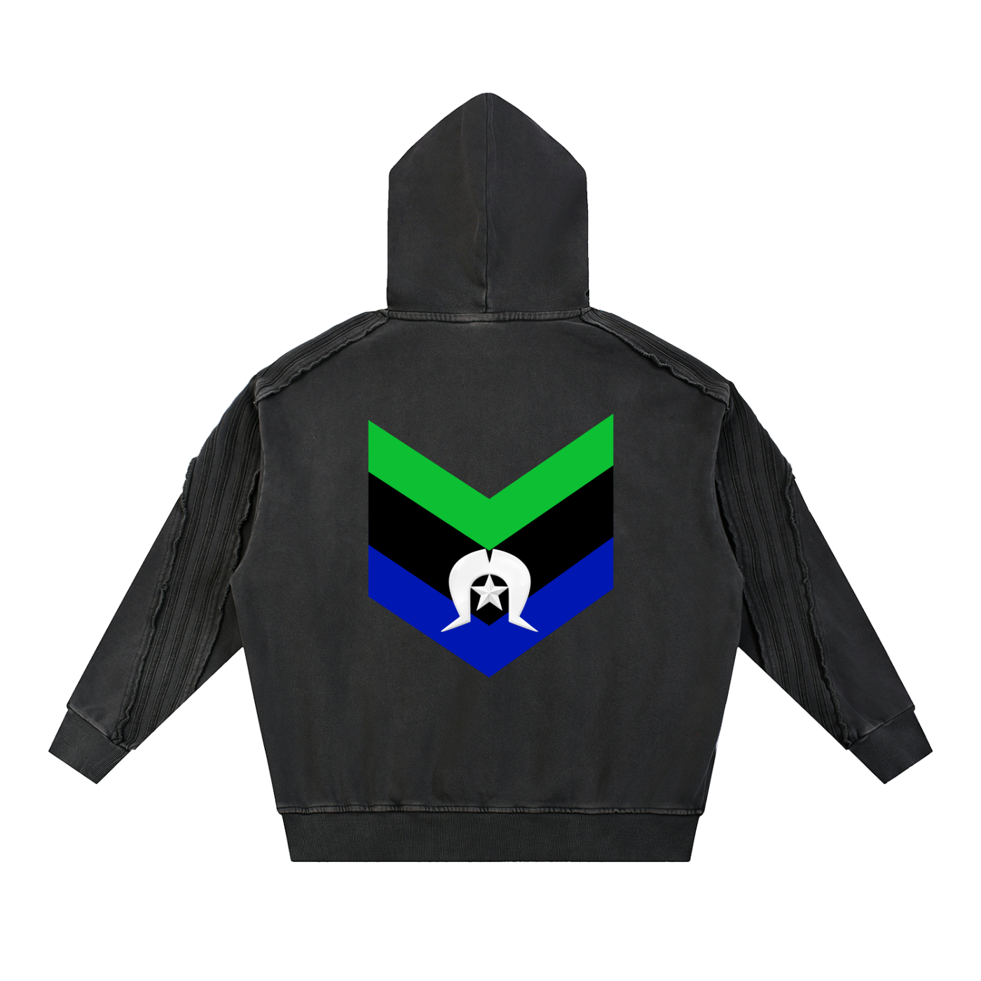 Torres Strait Snow Washed Tape Raw Edge Hoodie
