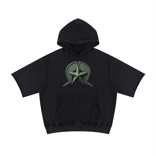 Unisex Mineral Wash Short Sleeve Hoodie