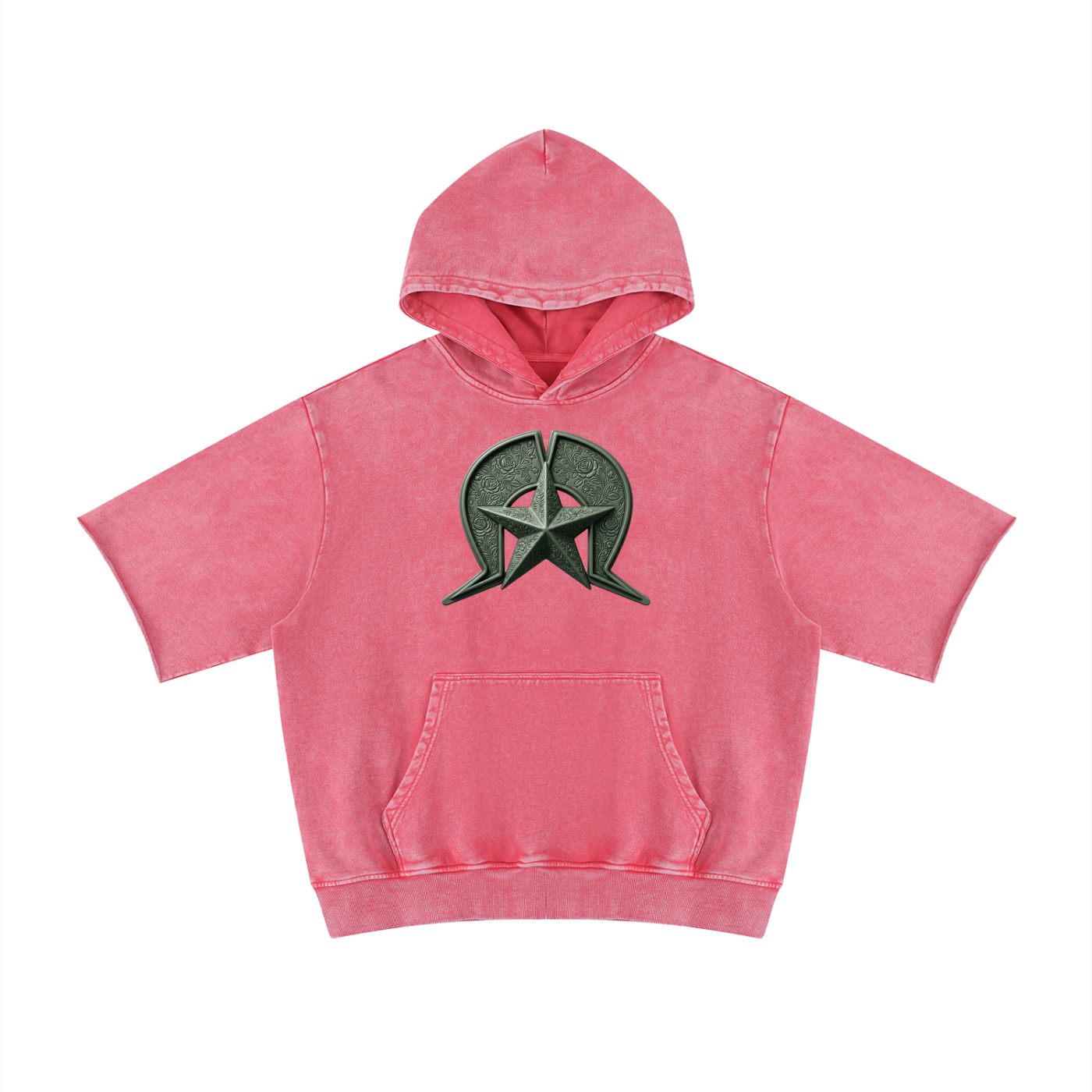 Unisex Mineral Wash Short Sleeve Hoodie