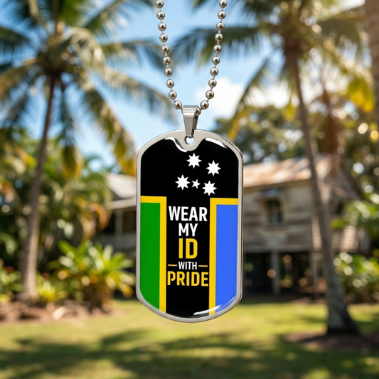 Australian South Sea Islander Flag Dog Tag Necklace | Wear My ID With Pride | Australian Heritage Gift