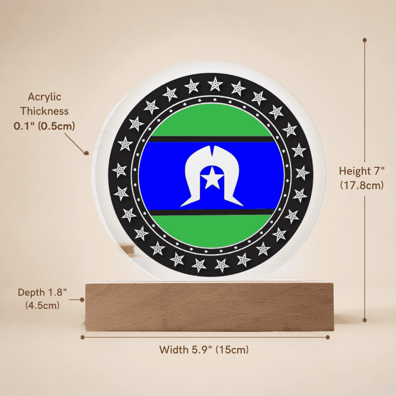 Torres Strait Islander Flag LED Acrylic Plaque | Indigenous Australian Pride Night Light | Torres Strait Islander LED Lamp | Cultural Desk Decor | Acrylic LED Display