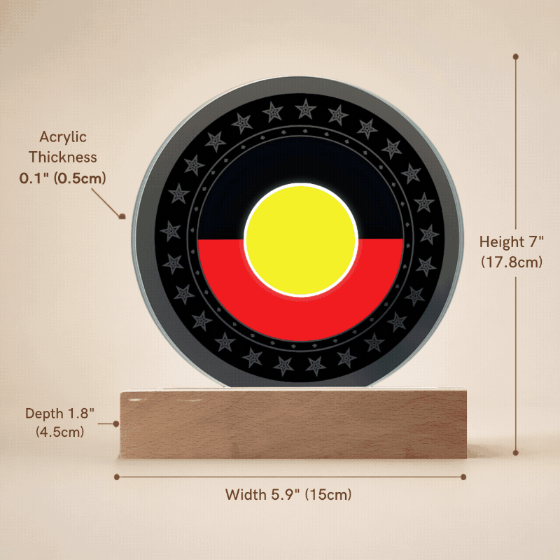 Australian Aboriginal Flag LED Acrylic Plaque | Indigenous Pride Night Light | Personalized LED Display