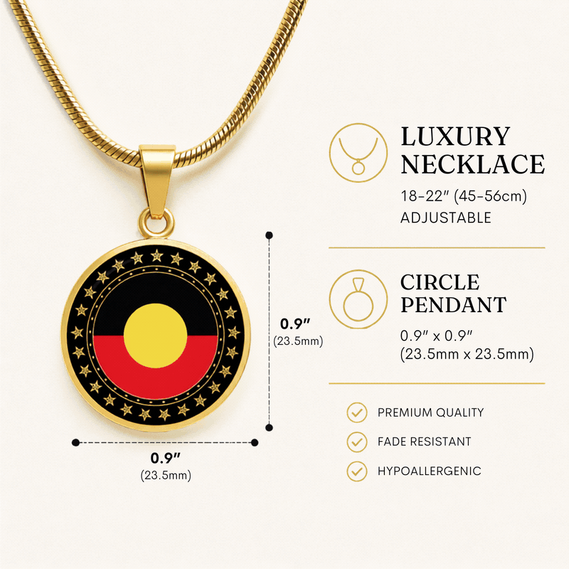 Australian Aboriginal Flag Round Pendant Necklace |Australia Cultural Pendant | Circle Charm Gift