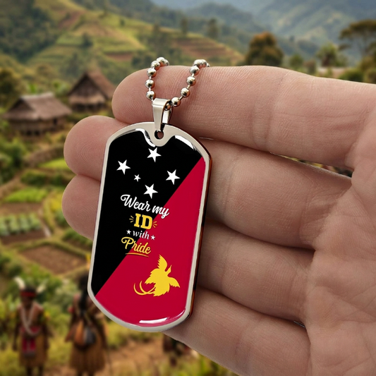 Papua New Guinea flag dog tag pendant