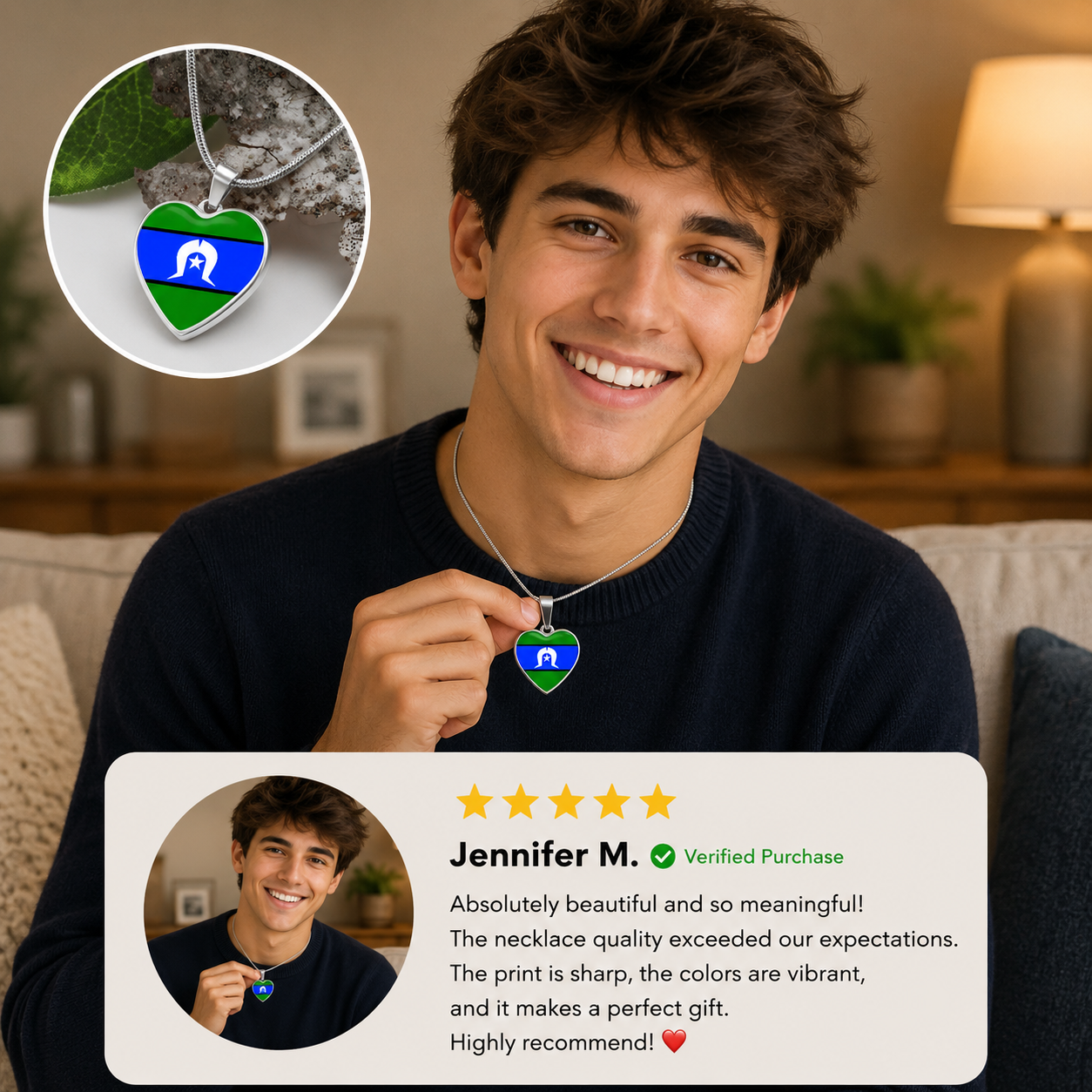 Cultural pride heart pendant