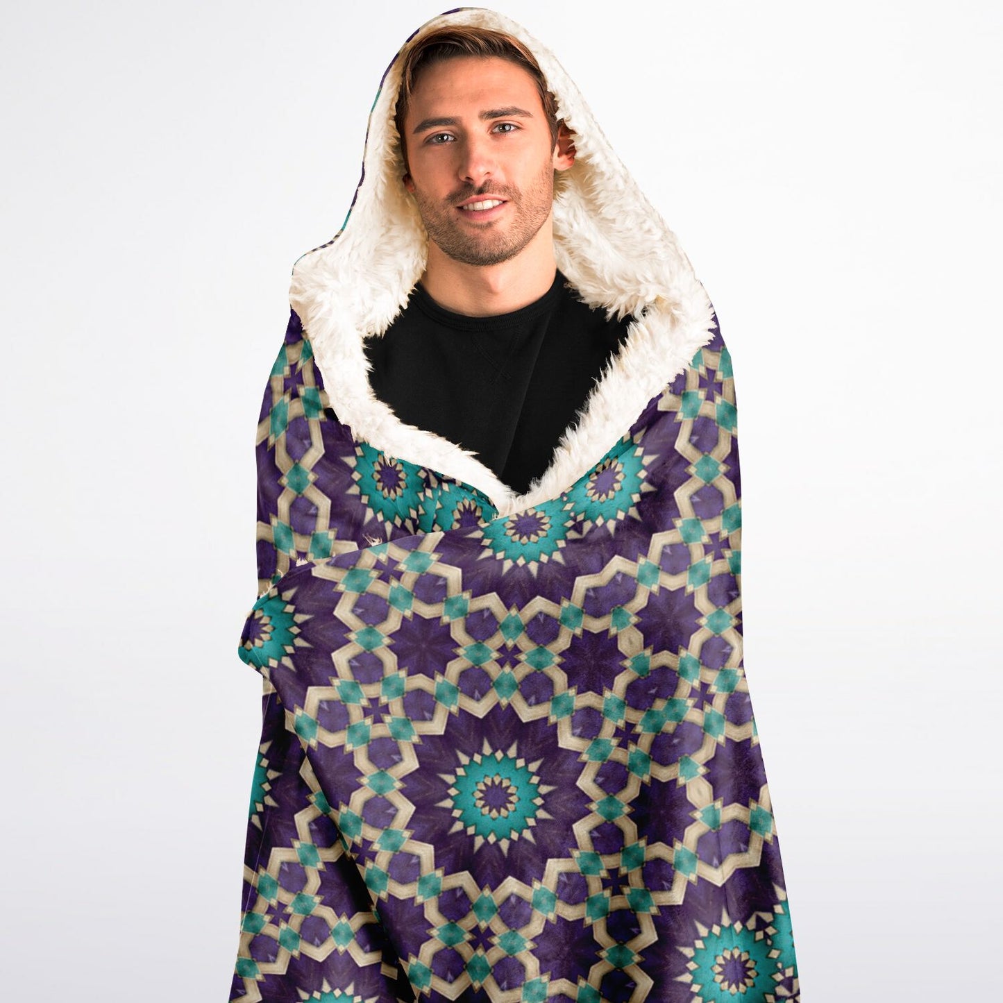 Hooded Blanket Sherpa - AOP