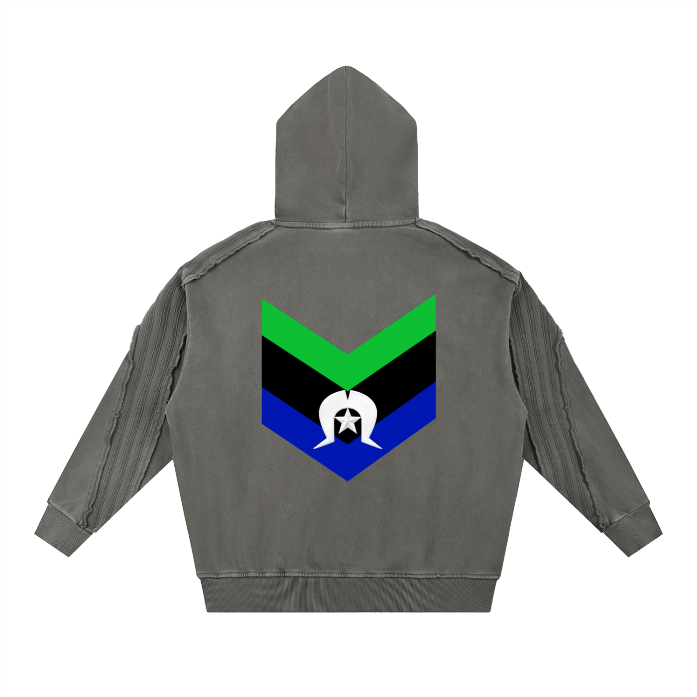Torres Strait Snow Washed Tape Raw Edge Hoodie